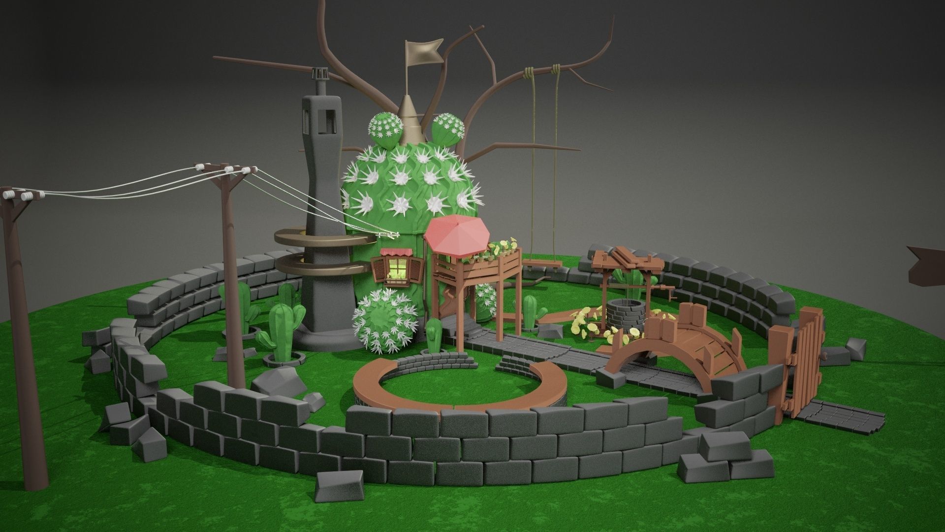 Cactus House 3D model_1