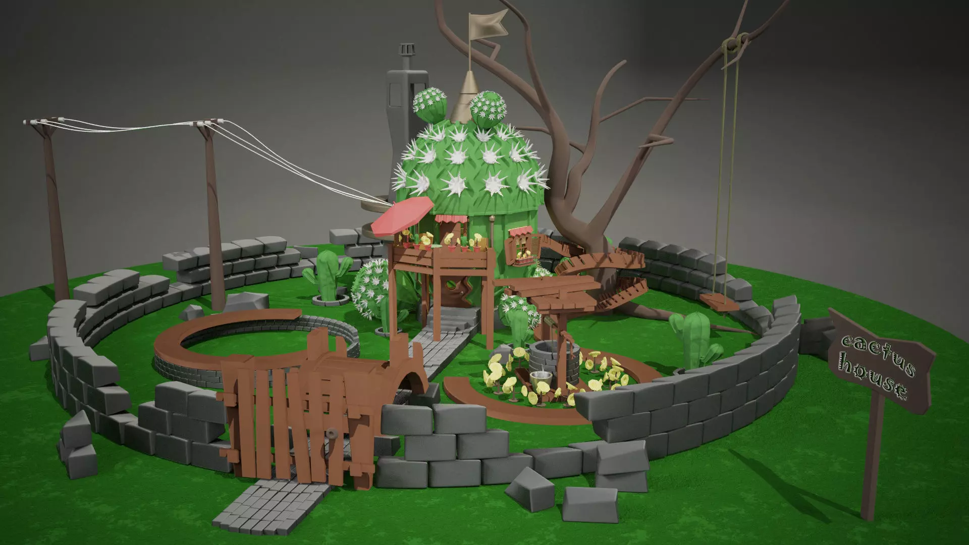 Cactus House 3D model_0