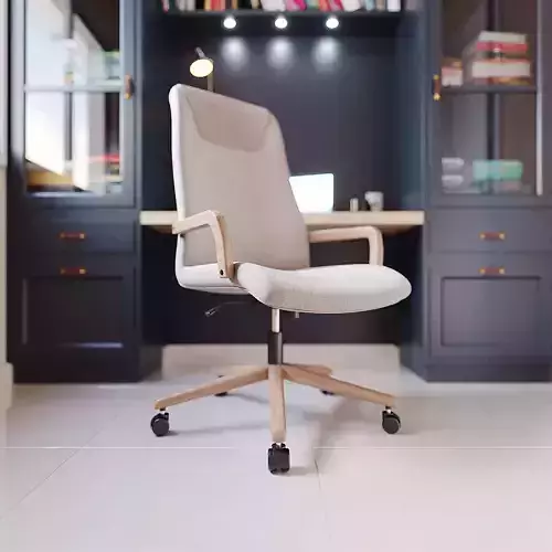 Detailed Office Chair Leather Beige Fabric