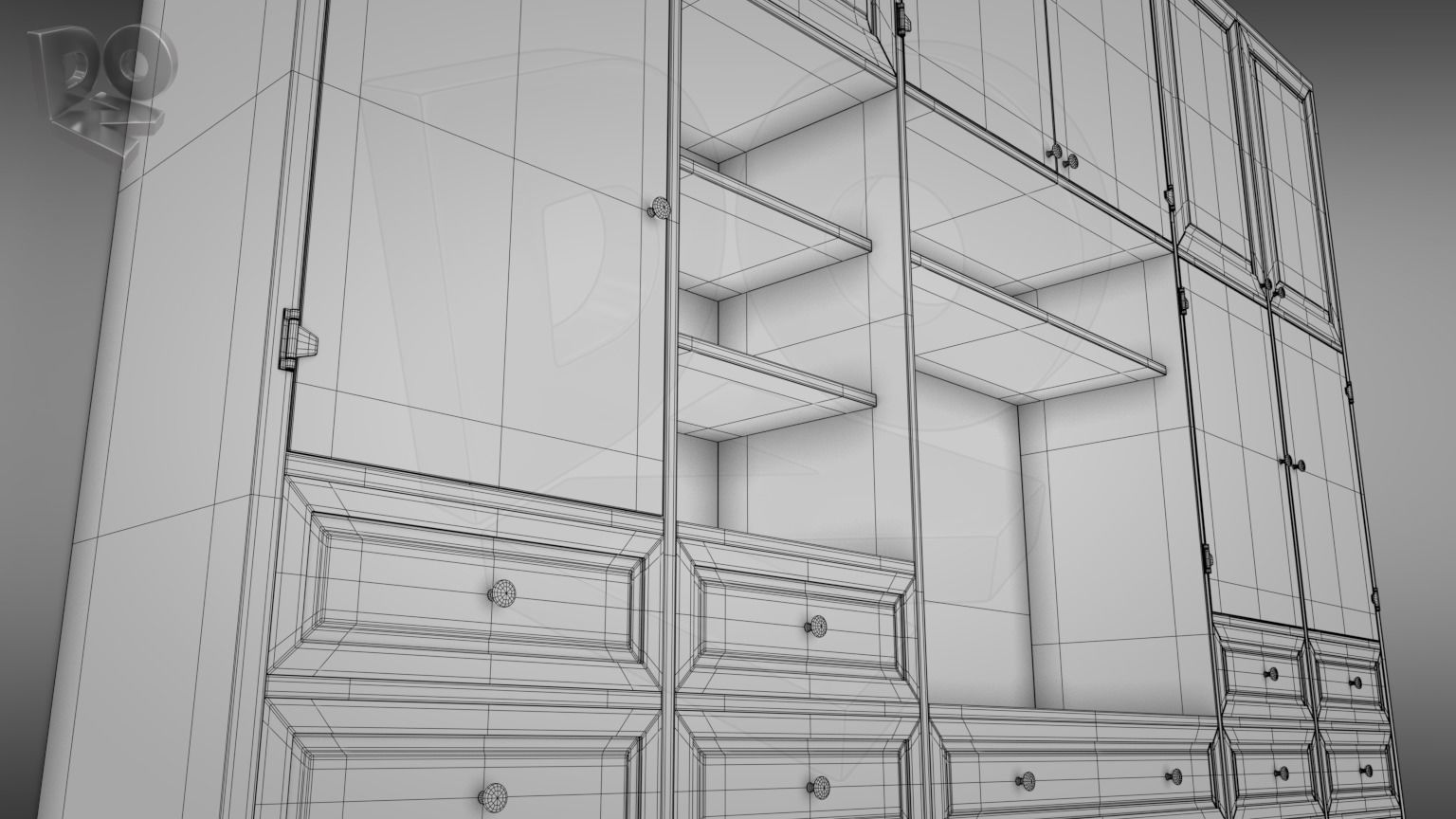 Sideboard Bookshelves 3D model_1