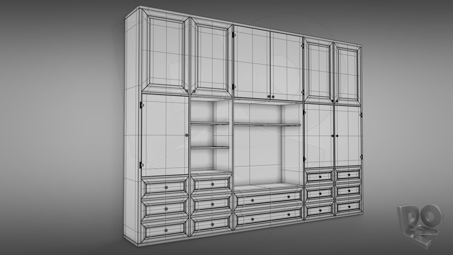 Sideboard Bookshelves 3D model_3