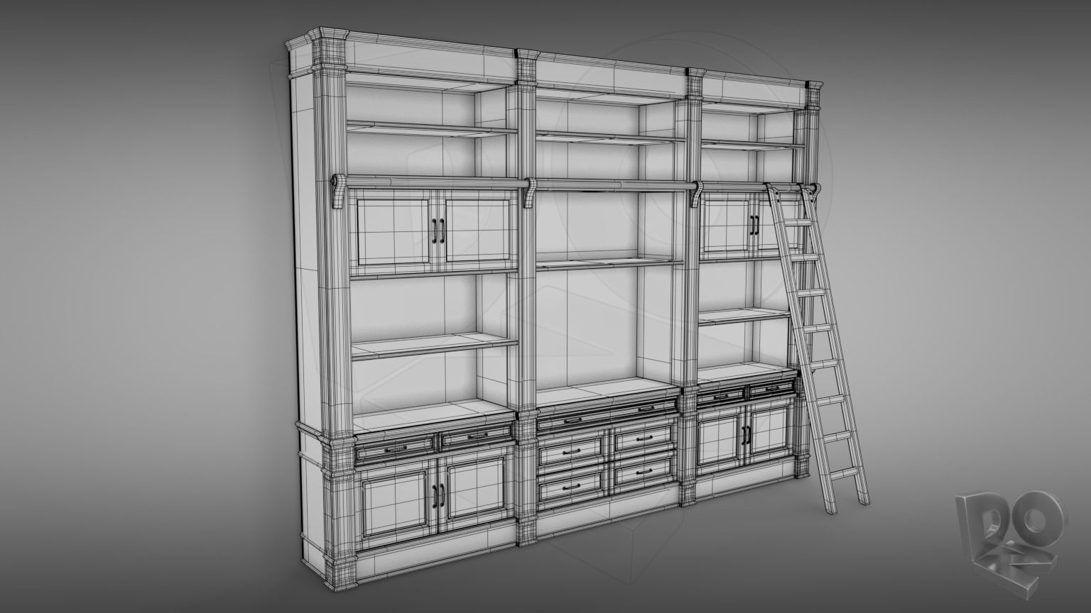 Sideboard Bookshelves 3D model_3