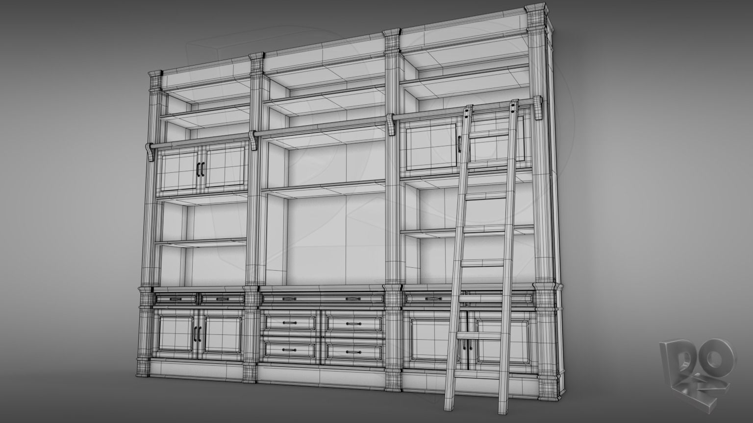 Sideboard Bookshelves 3D model_1