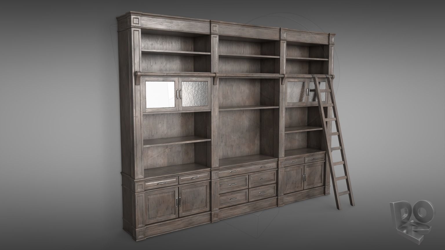 Sideboard Bookshelves 3D model_2