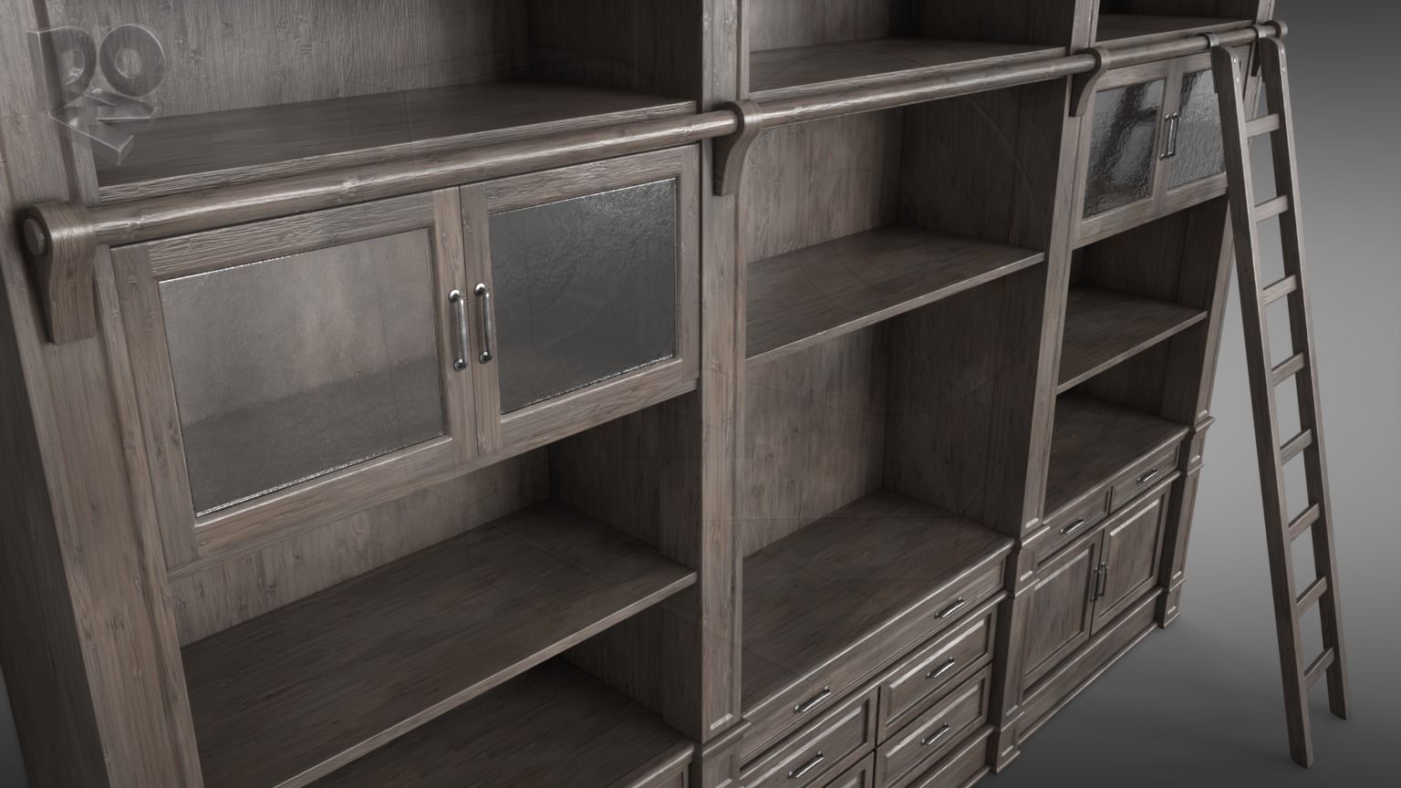 Sideboard Bookshelves 3D model_4