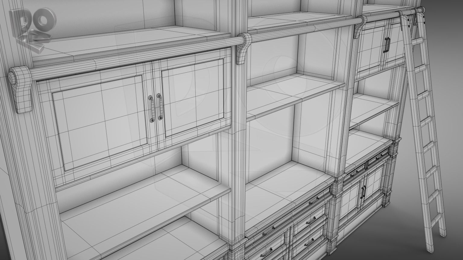 Sideboard Bookshelves 3D model_5