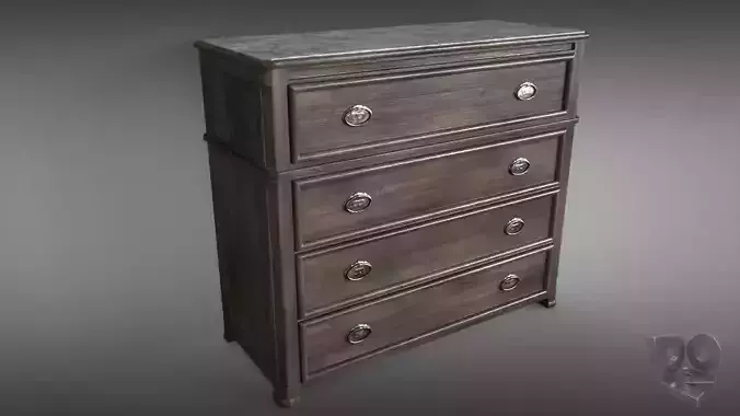 Sideboard chest of drawers with marble top 3D model