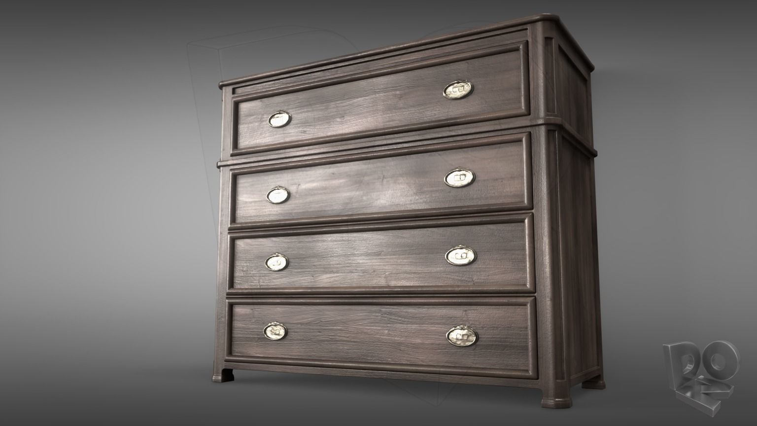 Sideboard chest of drawers with marble top 3D model_2