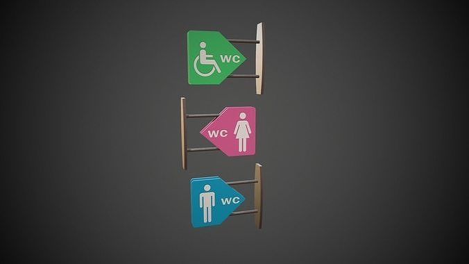 WC Toilet Signs Low-poly 3D model