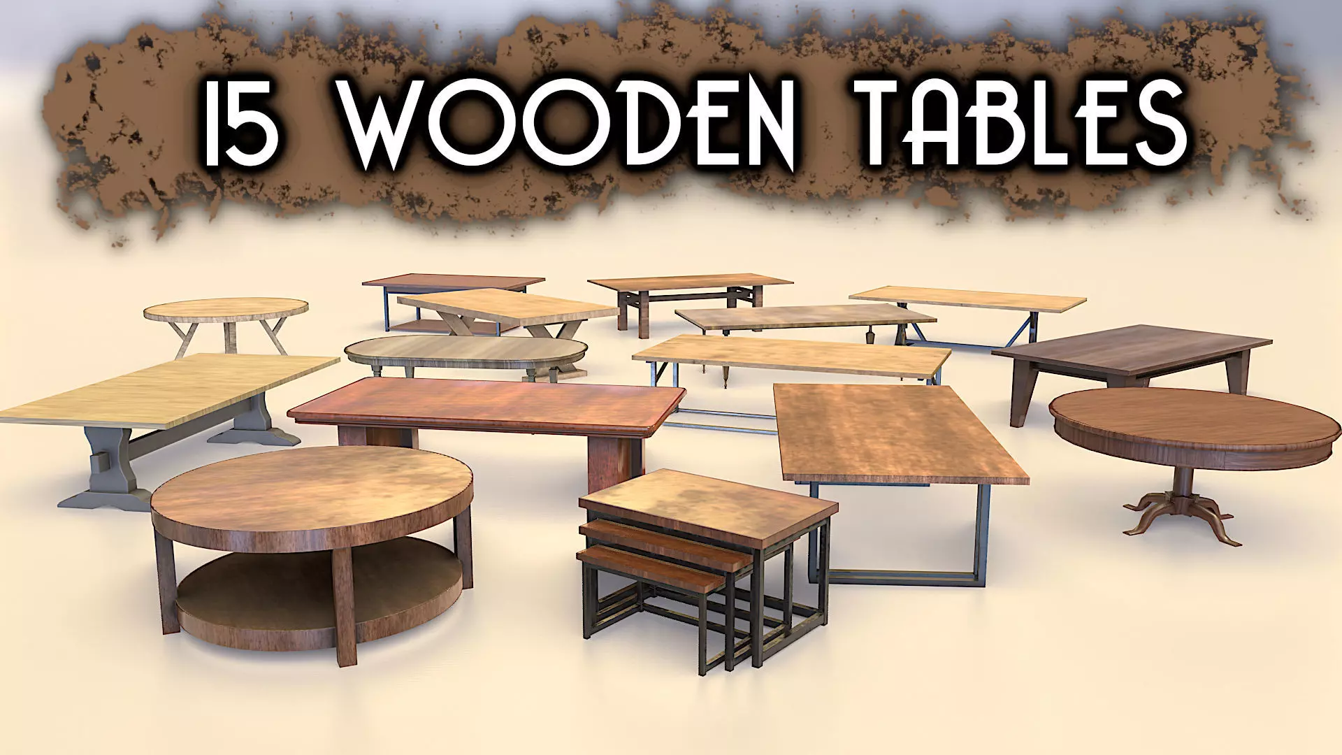Low-Poly Wooden Table Pack Free low-poly 3D model_0