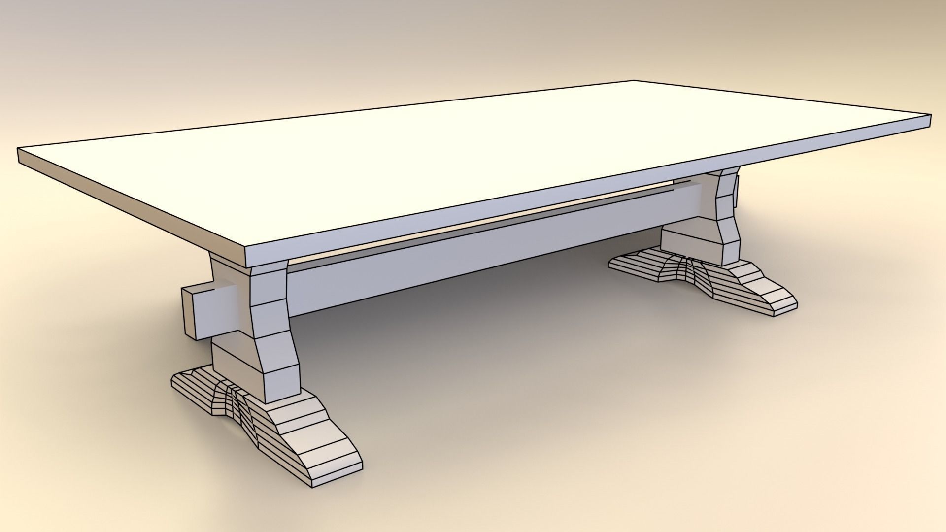 Low-Poly Wooden Table Pack Free low-poly 3D model_16