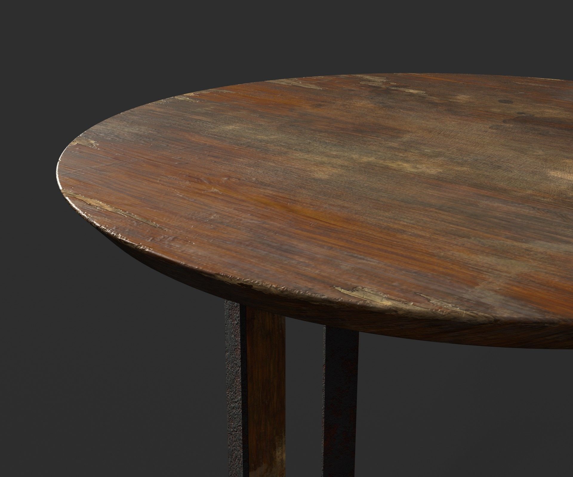 Old Dirty Round Desk for abandoned or post-apocalyptic scene Low-poly 3D model_5