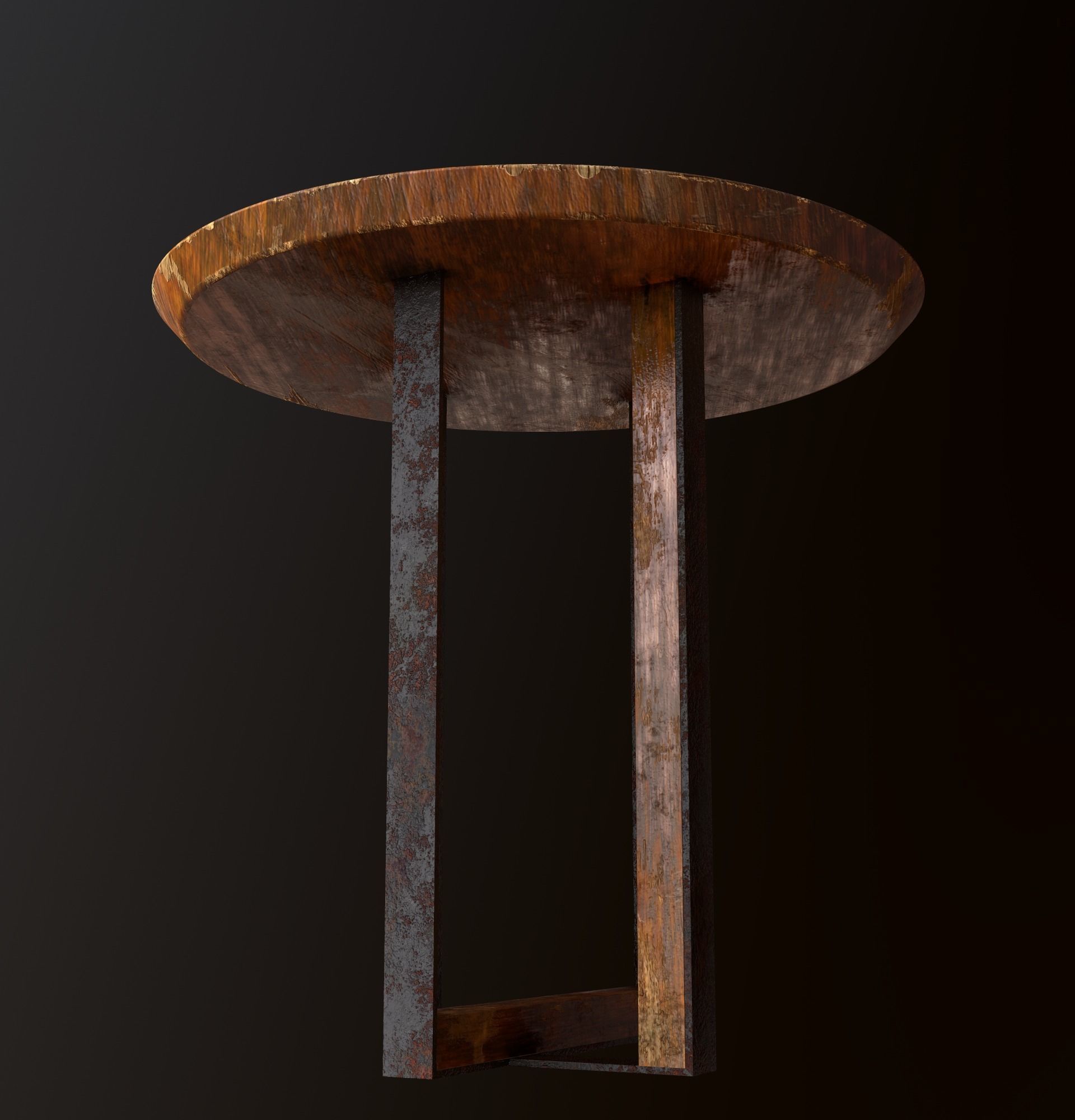 Old Dirty Round Desk for abandoned or post-apocalyptic scene Low-poly 3D model_11