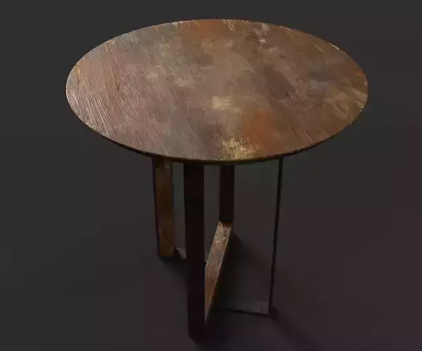 Old Dirty Round Desk for abandoned or post-apocalyptic scene Low-poly 3D model