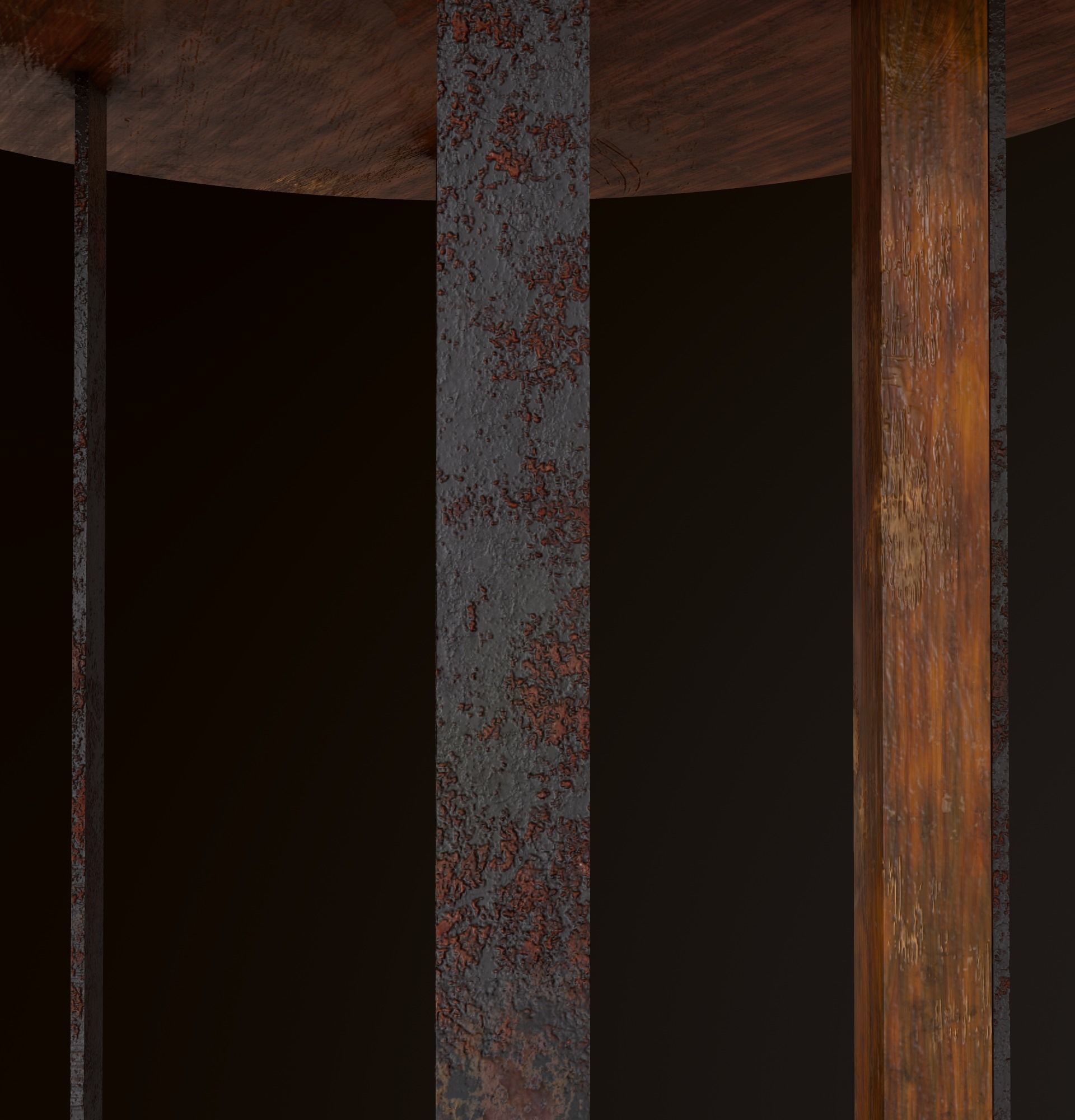 Old Dirty Round Desk for abandoned or post-apocalyptic scene Low-poly 3D model_12