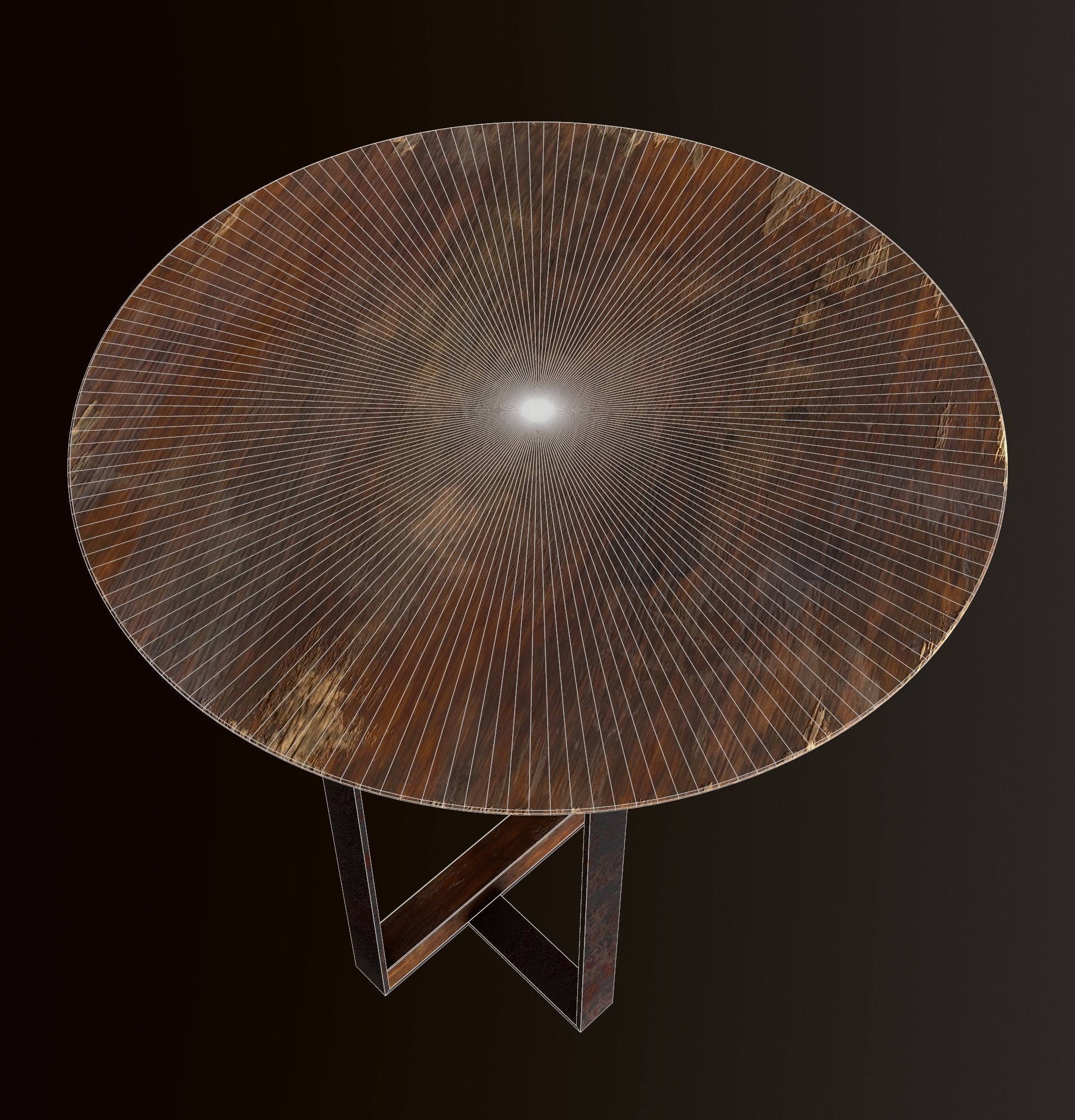 Old Dirty Round Desk for abandoned or post-apocalyptic scene Low-poly 3D model_7
