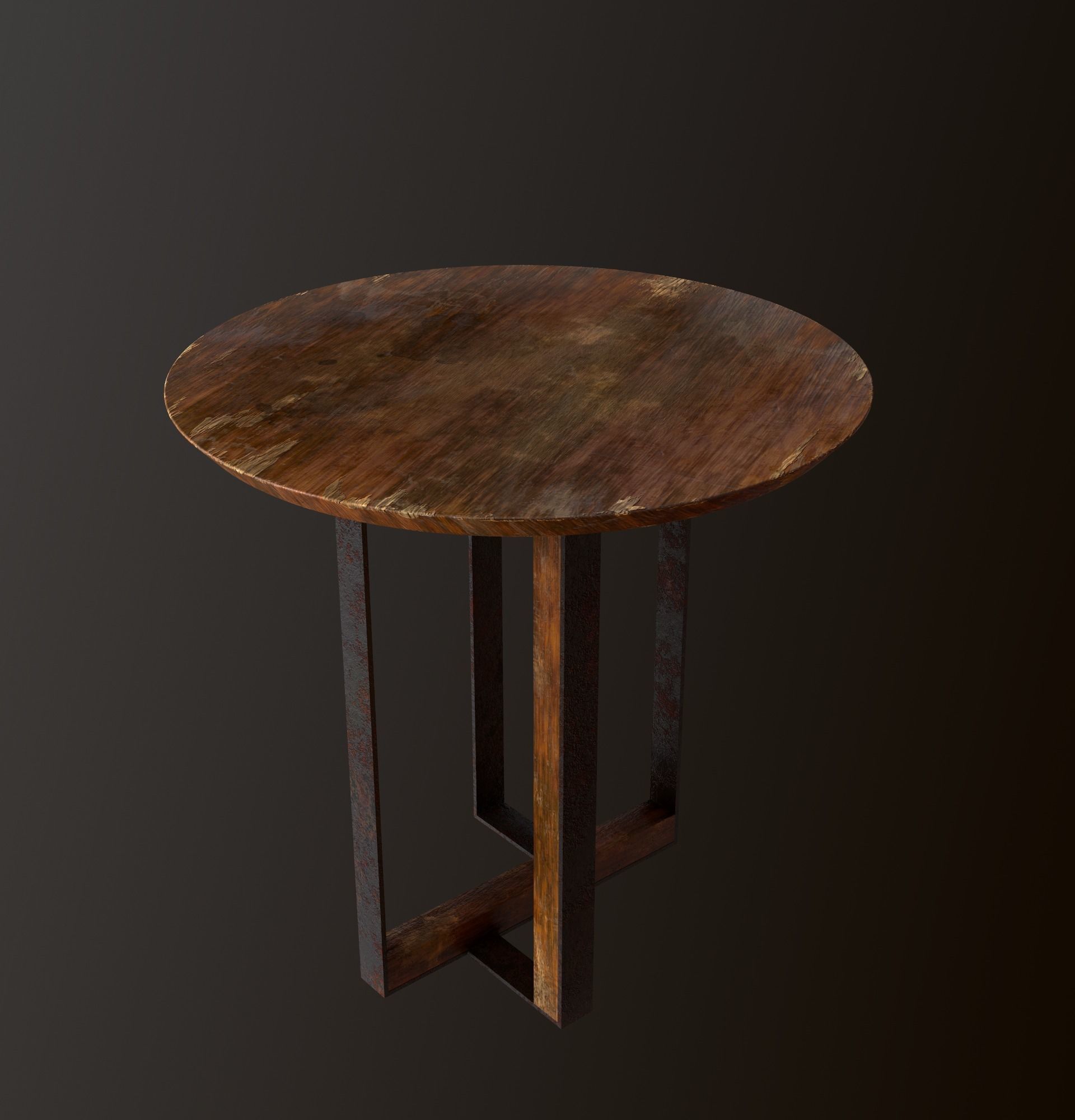 Old Dirty Round Desk for abandoned or post-apocalyptic scene Low-poly 3D model_9