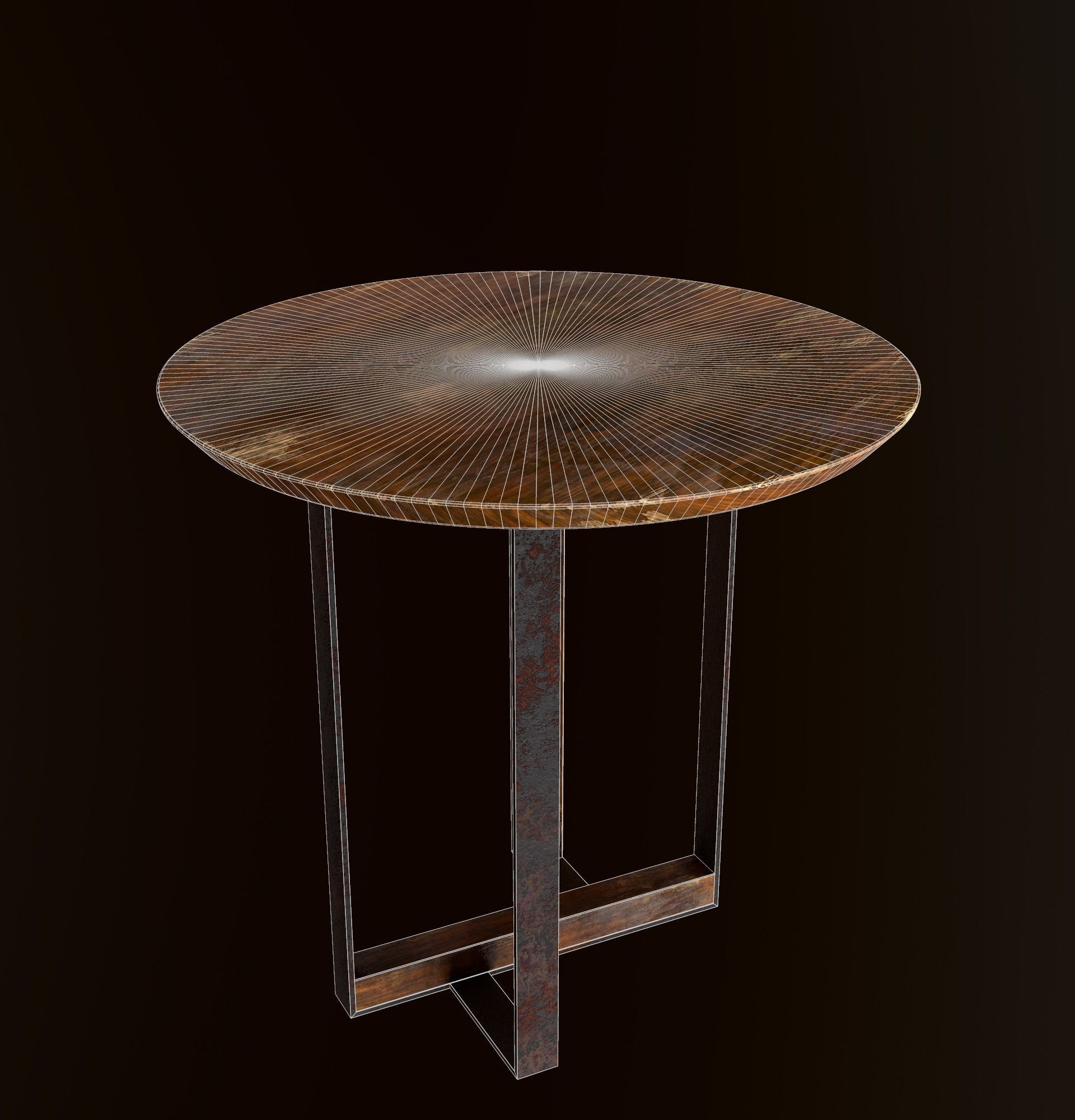 Old Dirty Round Desk for abandoned or post-apocalyptic scene Low-poly 3D model_6