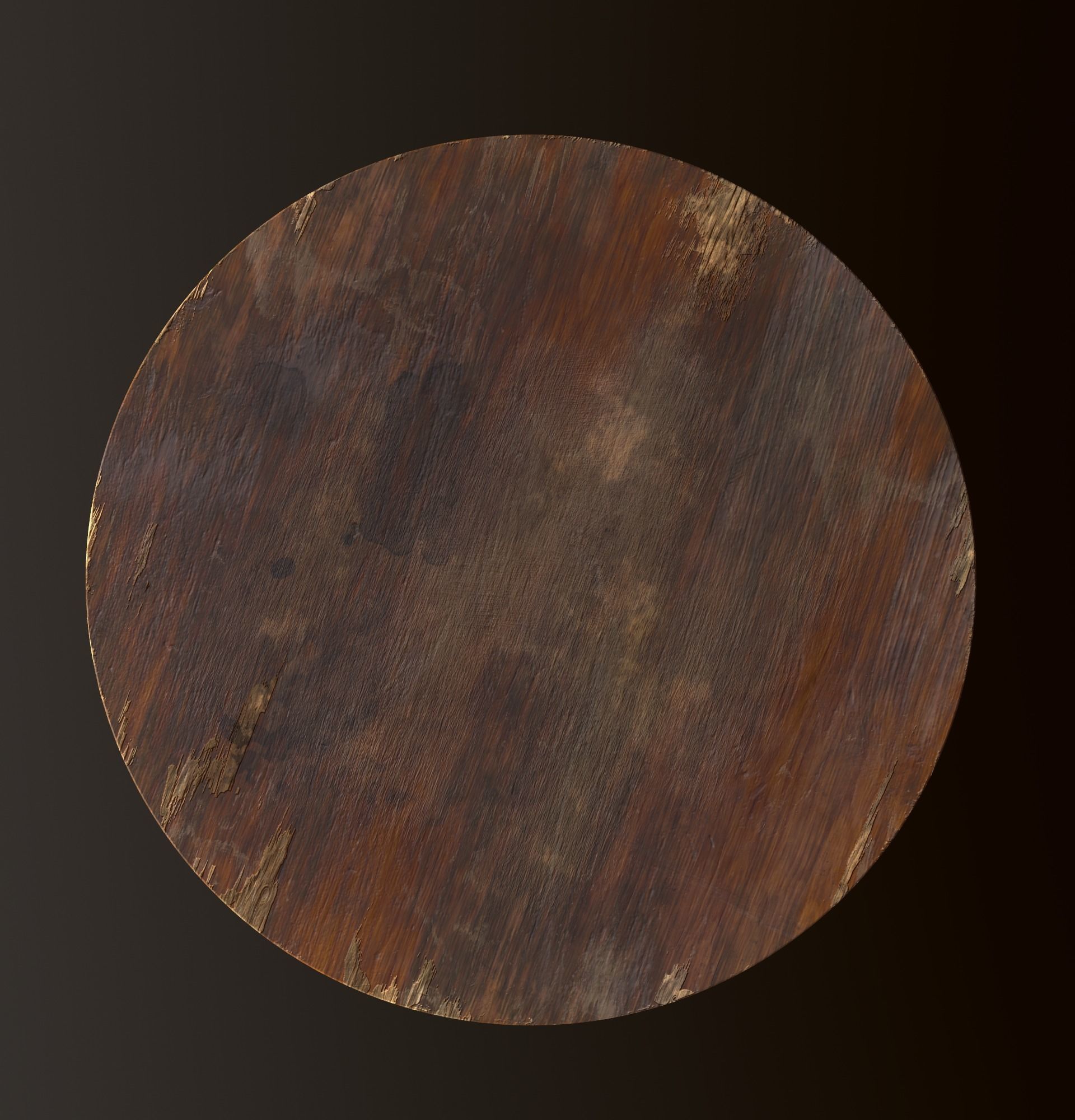 Old Dirty Round Desk for abandoned or post-apocalyptic scene Low-poly 3D model_10