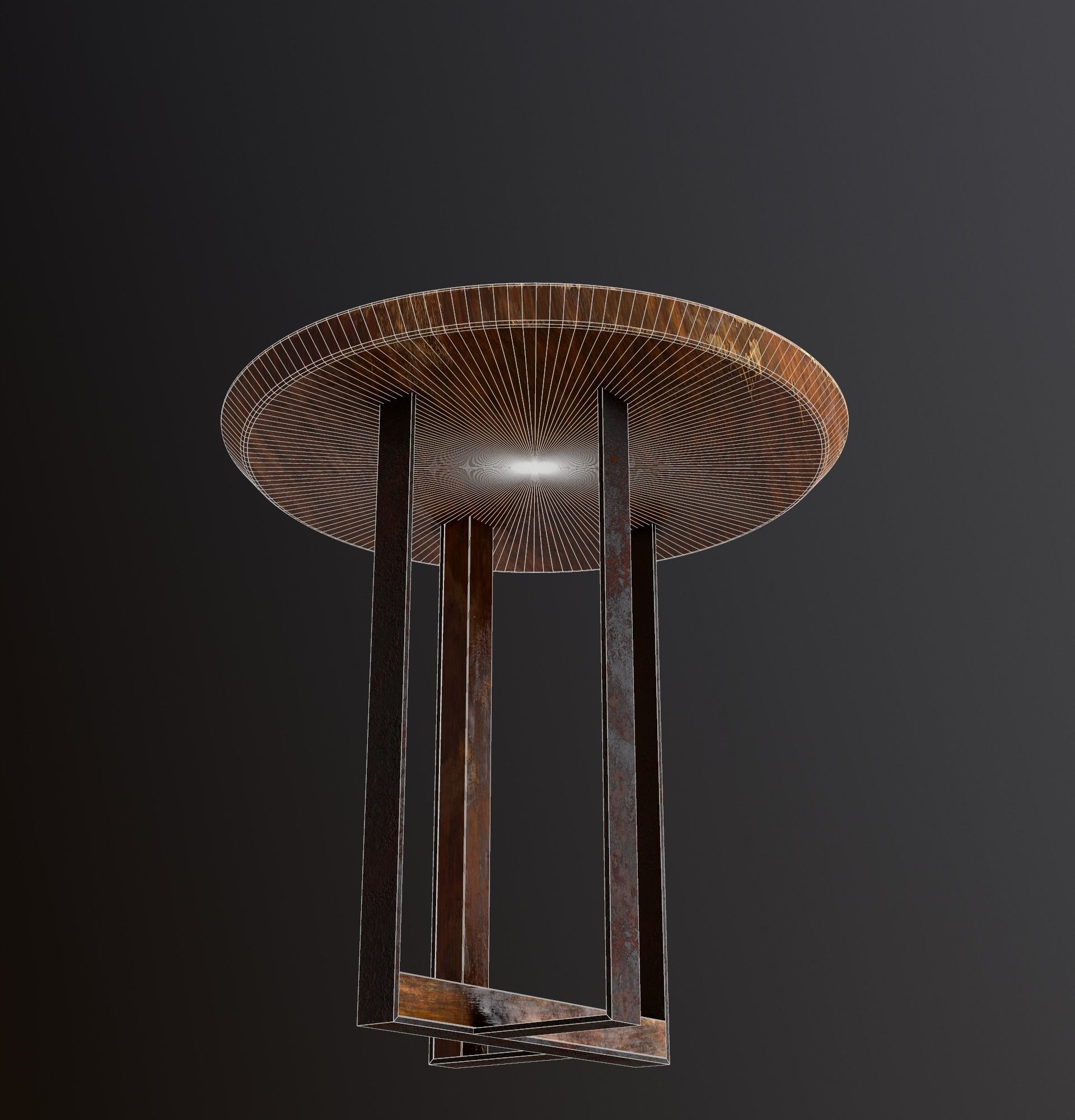Old Dirty Round Desk for abandoned or post-apocalyptic scene Low-poly 3D model_8