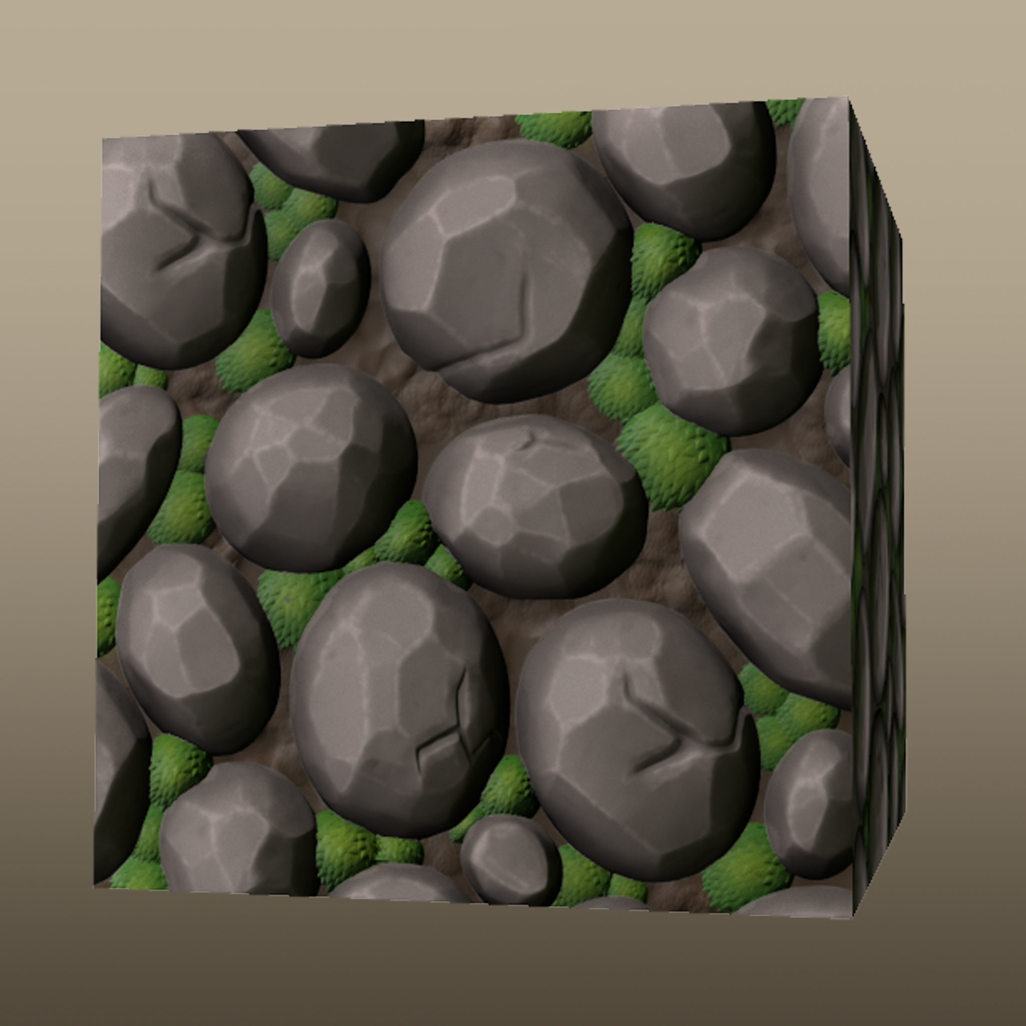Mossy Rock Wall Material - PBR Seamless Stylized Texture_3