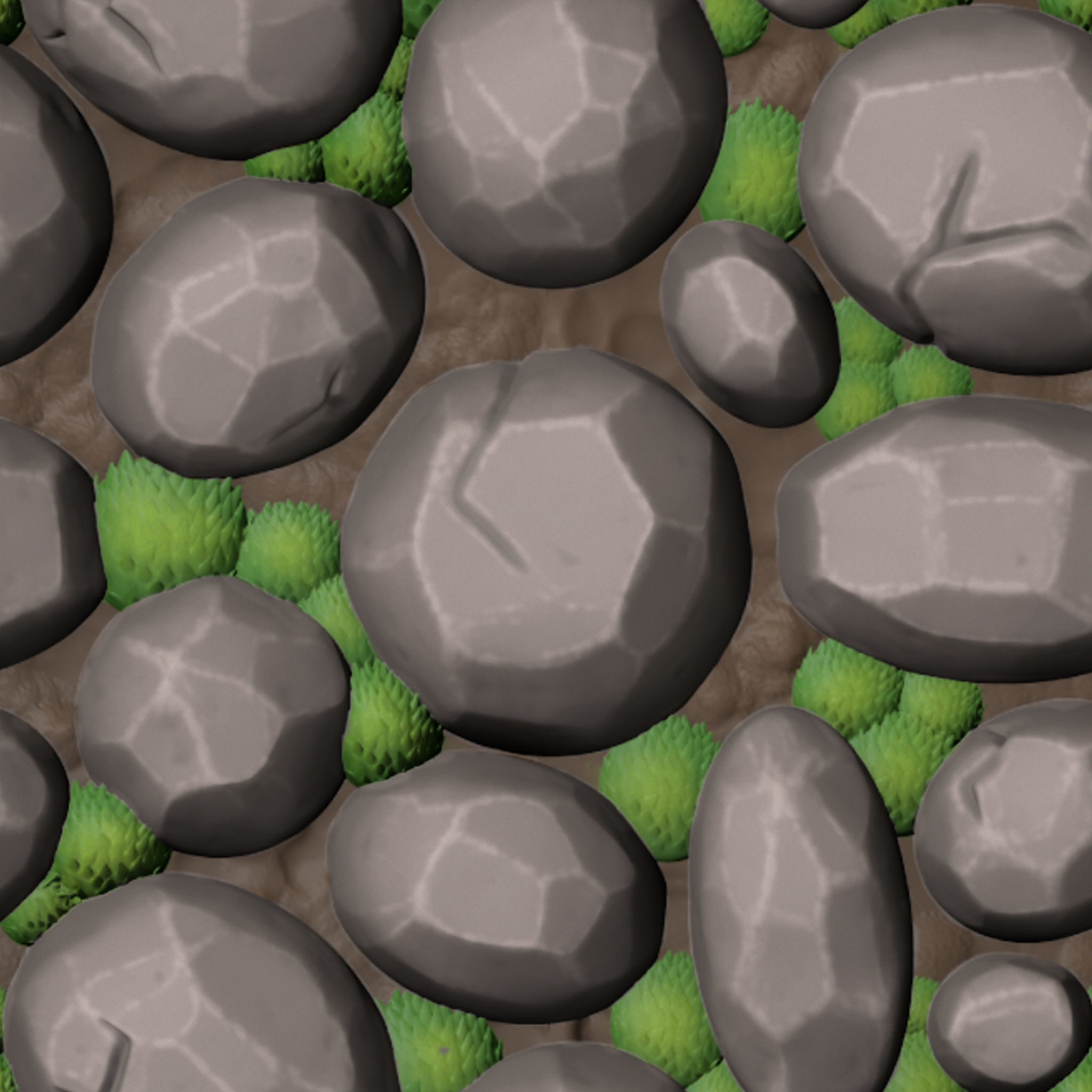 Mossy Rock Wall Material - PBR Seamless Stylized Texture_2