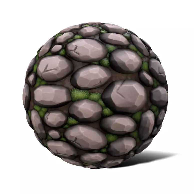 Mossy Rock Wall Material - PBR Seamless Stylized Texture_0