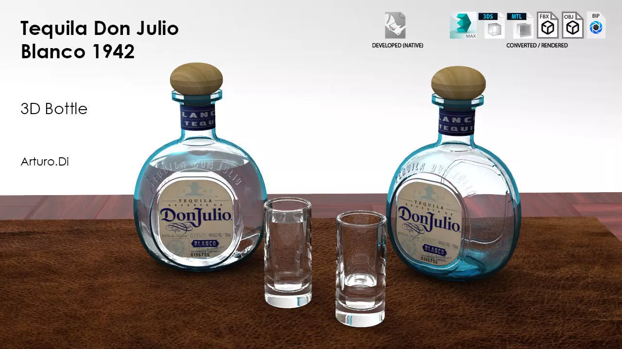 Tequila Don Julio Blanco 1942 3D model_0