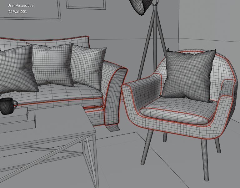 Living Area 3D model_9