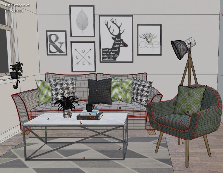 Living Area 3D model_5