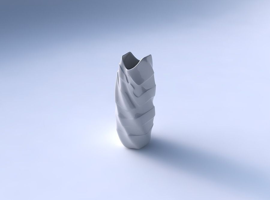 Vase twisted double arc hexagon with smooth ribbons 3D print model_3