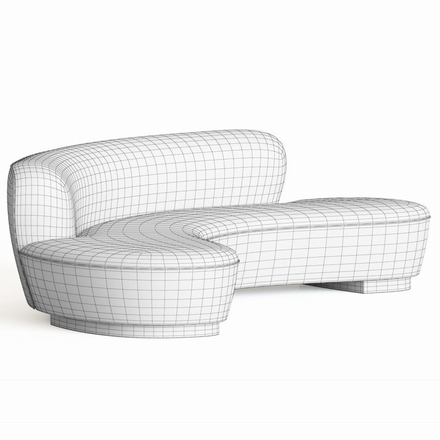 Freeform Curved Sofa Vladimir Kagan 3D model_3