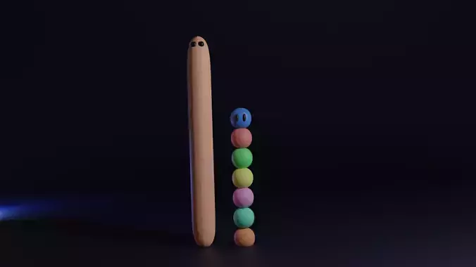 Worm and Caterpillar Cartoon 3D model