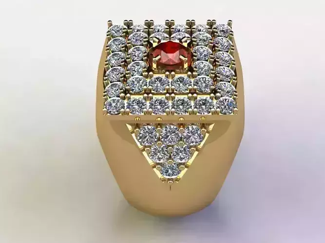 Ring5 gold ring with diamonds and rubies