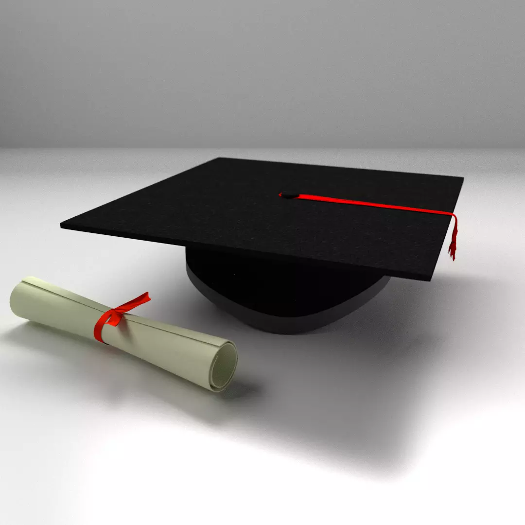Mortarboard And Scrolls 3D model