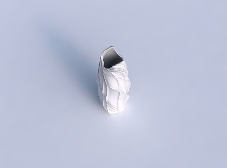 Vase twisted double arc hexagon with wavy sparse extruded lines 3D print model_1