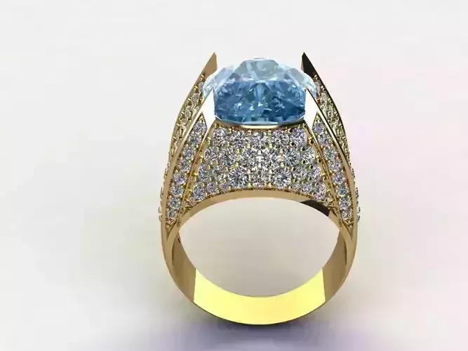 Ring6 gold ring with topaz and diamonds 3D model