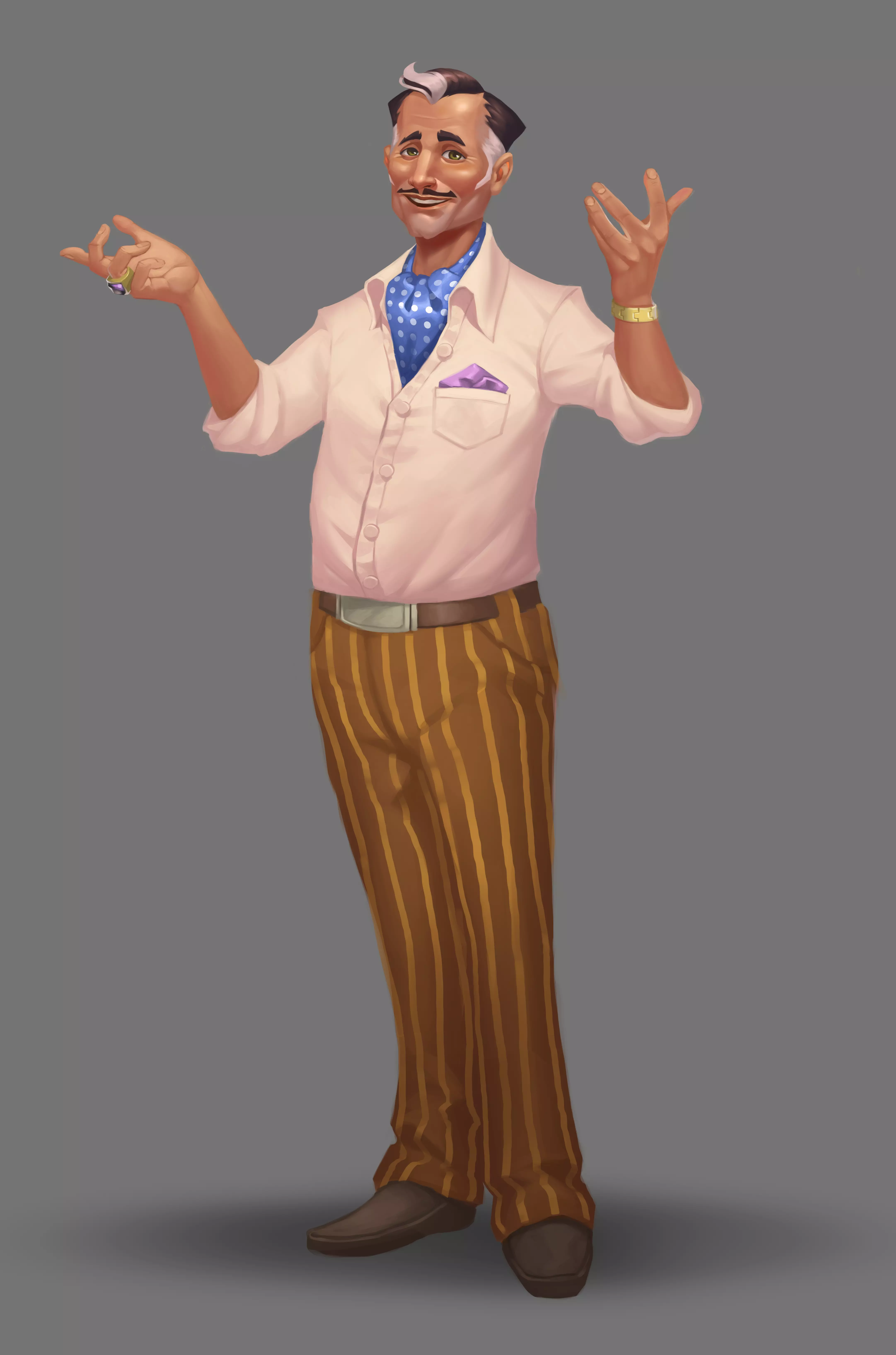 Character old man in suit and tie Low-poly 3D model