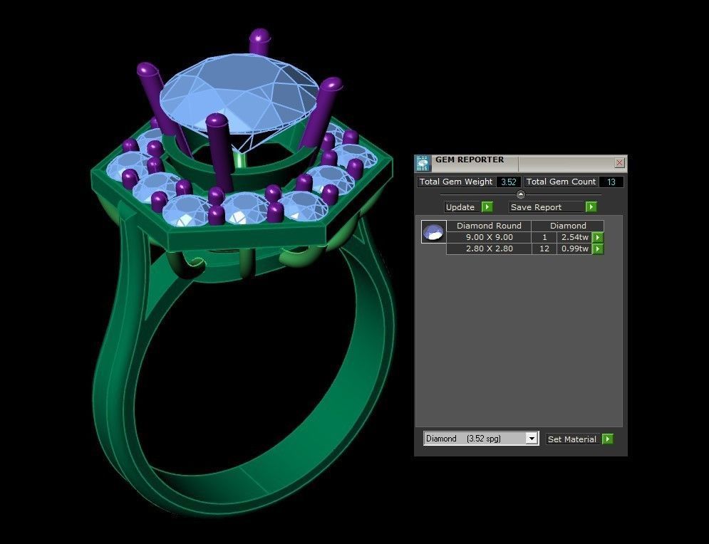 Ring12 gold ring with topaz and diamonds 3D model_4