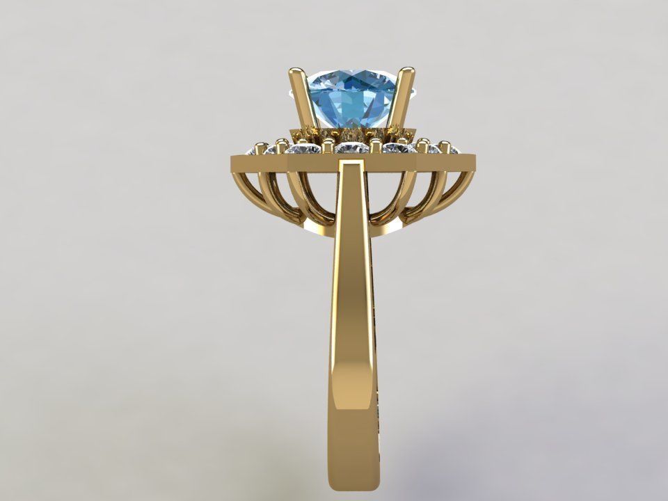 Ring12 gold ring with topaz and diamonds 3D model_3