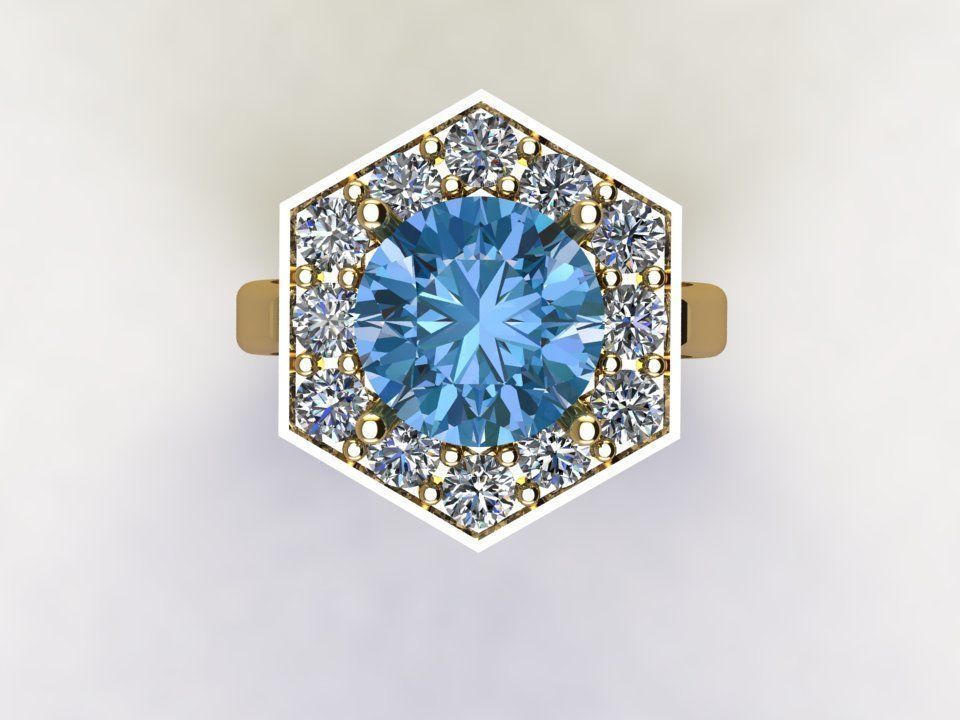 Ring12 gold ring with topaz and diamonds 3D model_2