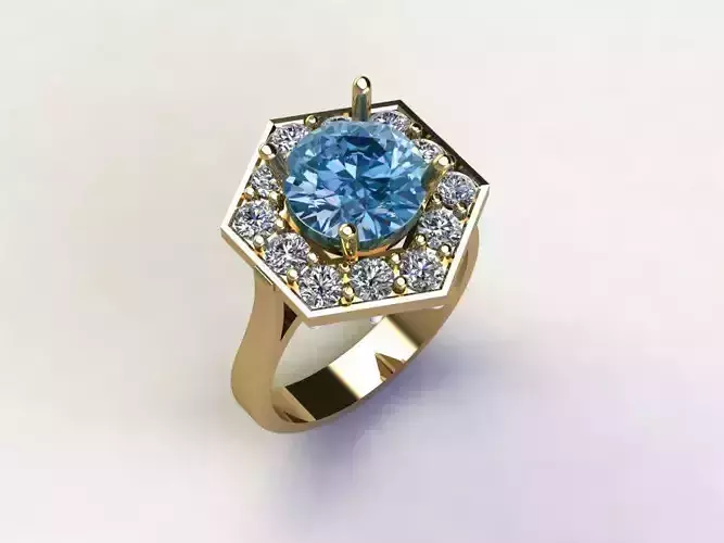 Ring12 gold ring with topaz and diamonds