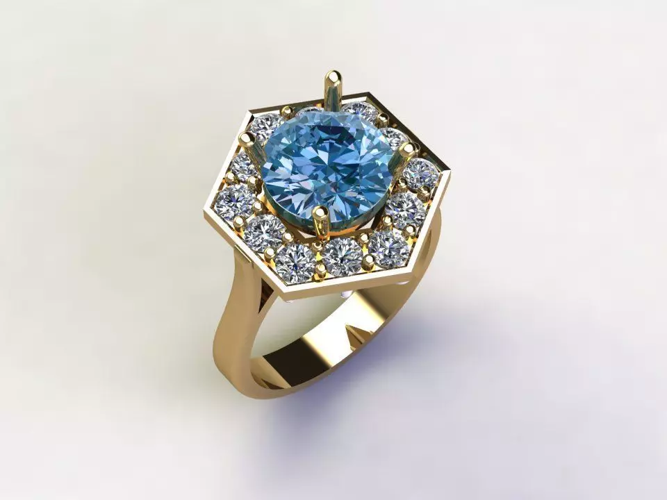 Ring12 gold ring with topaz and diamonds 3D model_0