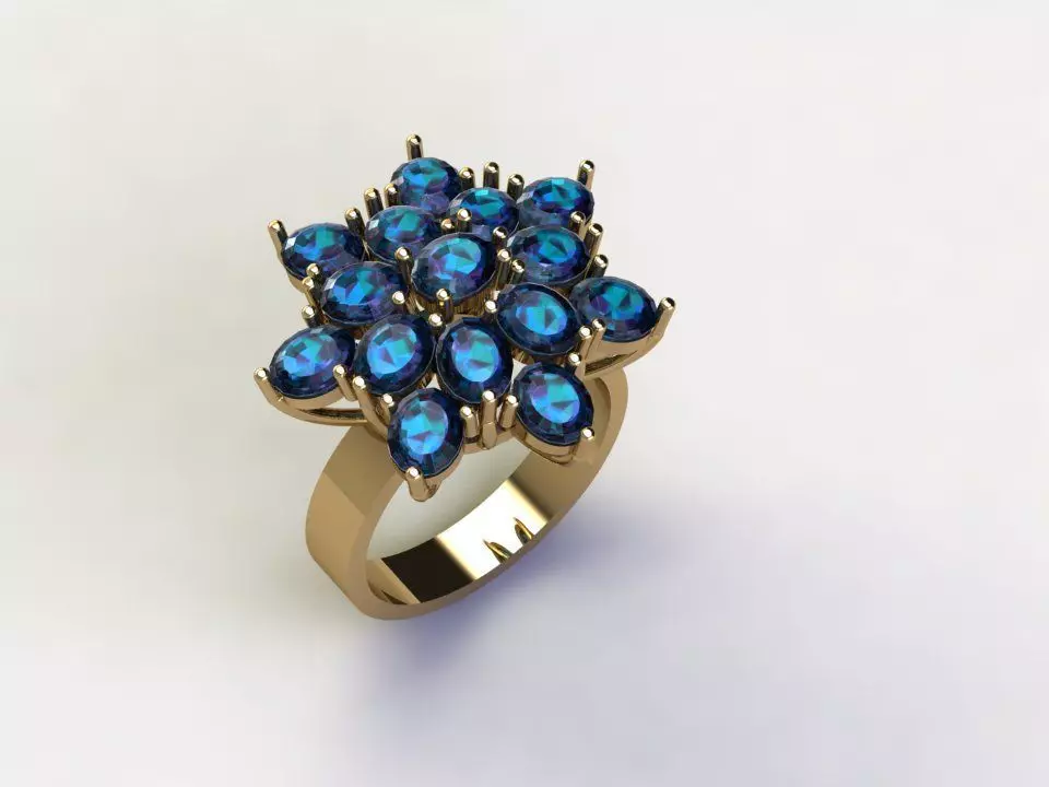Ring14 gold ring with sapphires Free 3D model