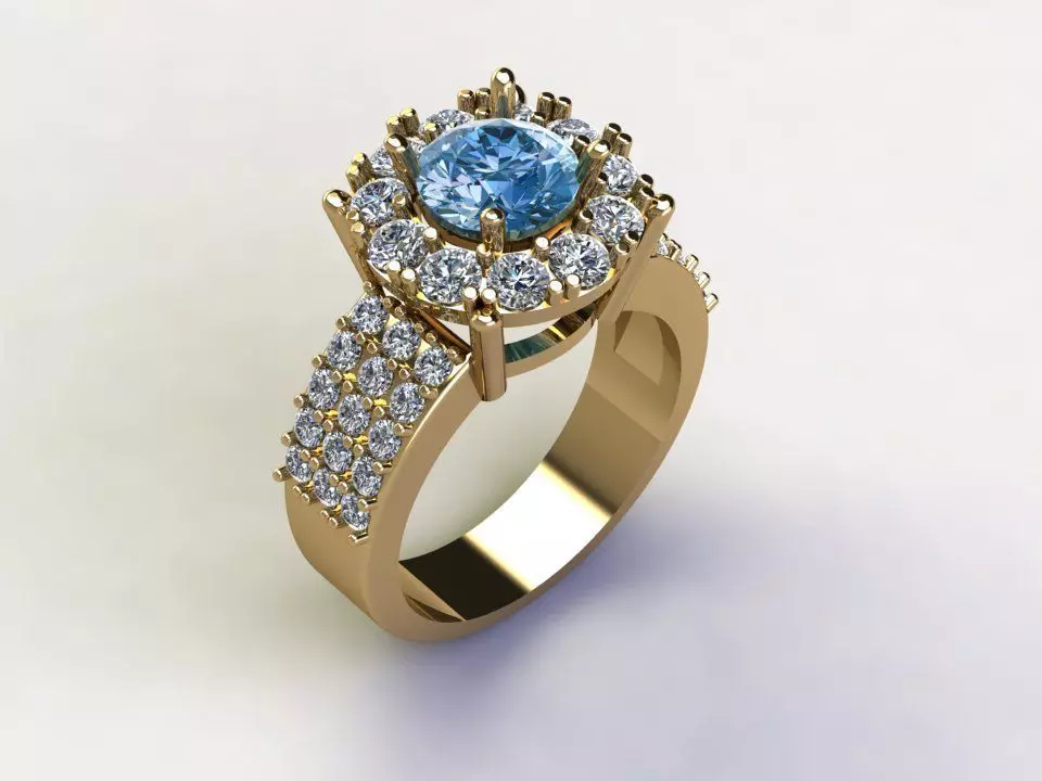 Ring15 topaz and diamond engagement ring 3D model