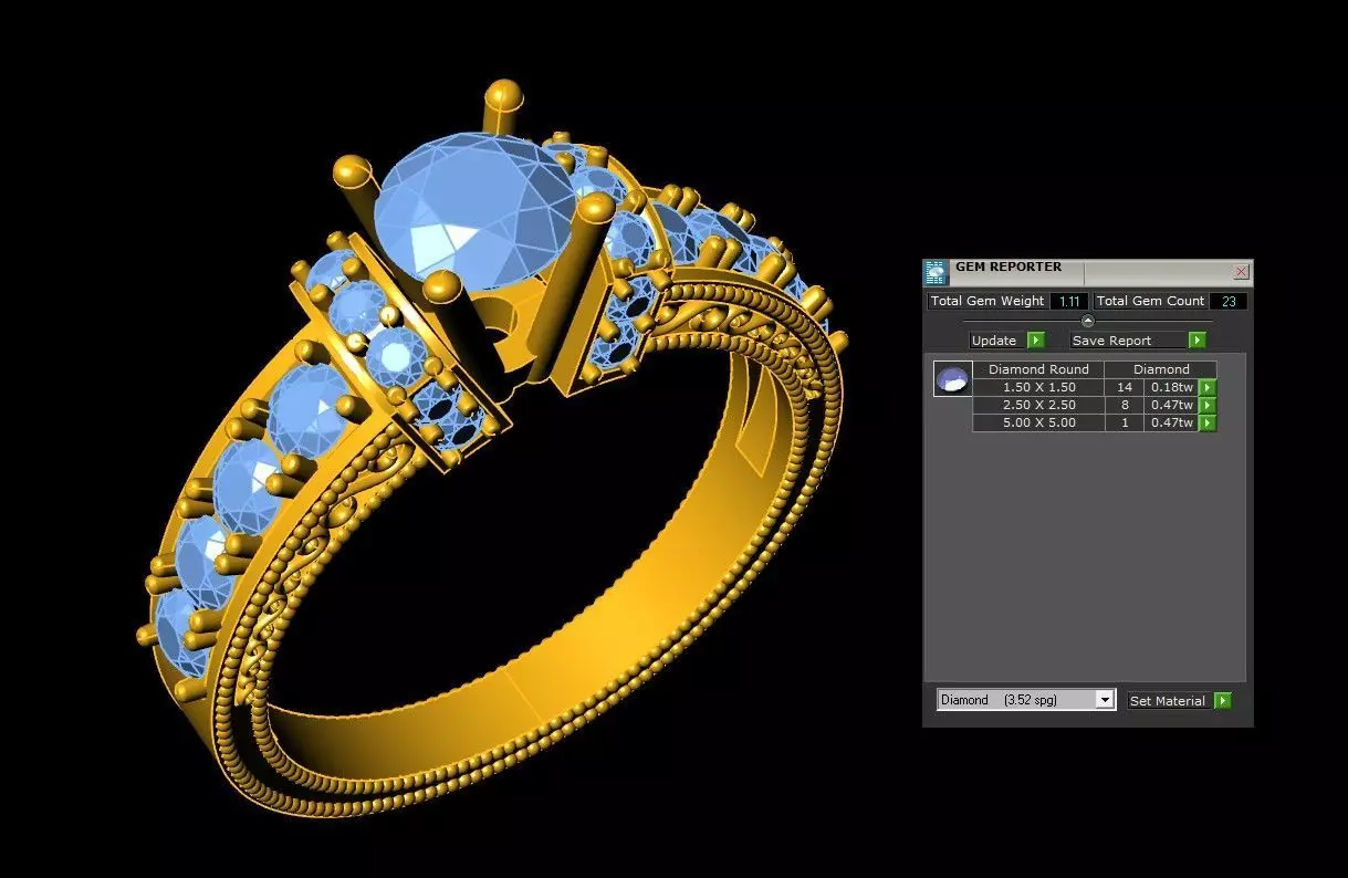 Ring20 gold engagement ring with diamonds Free 3D model