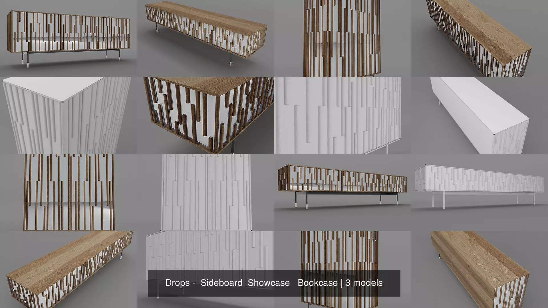 Drops -  Sideboard  Showcase   Bookcase 3D Model Collection_1