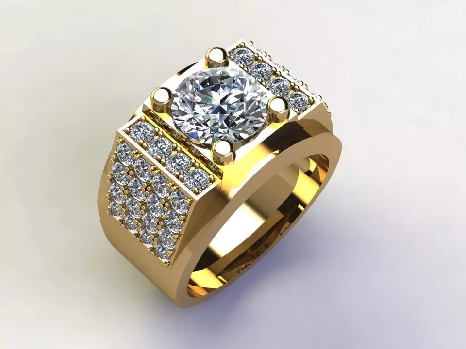 Ring21 gold ring with diamonds 3D model_0