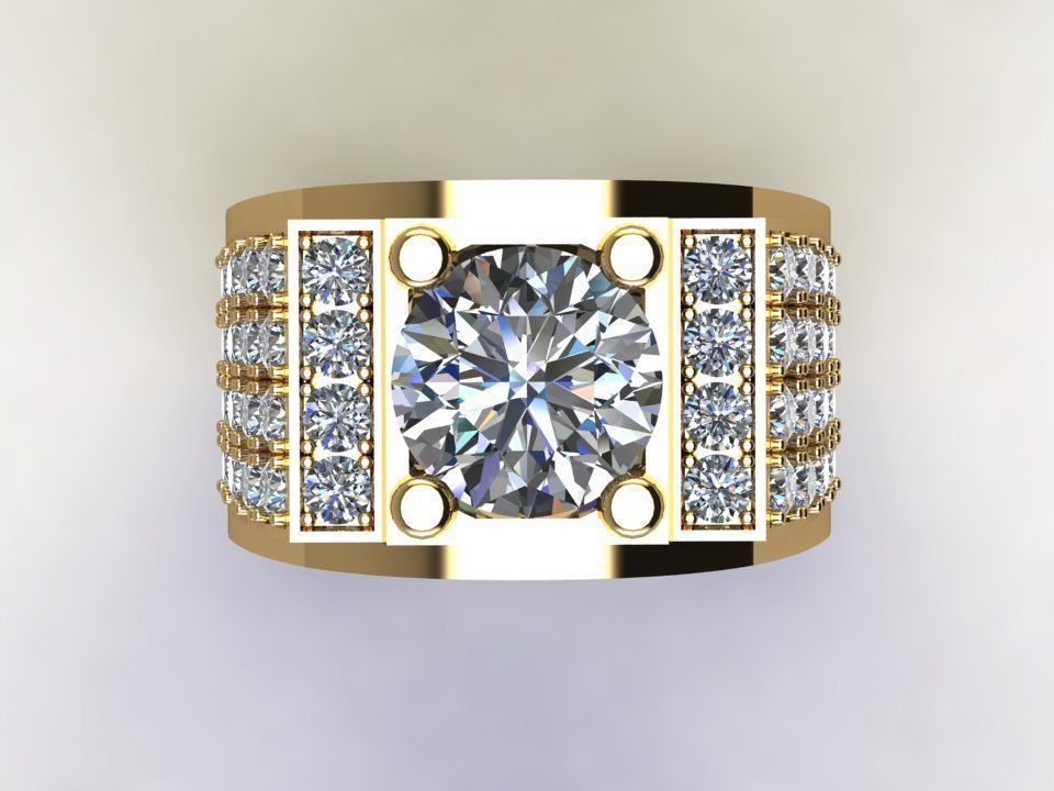 Ring21 gold ring with diamonds 3D model_2