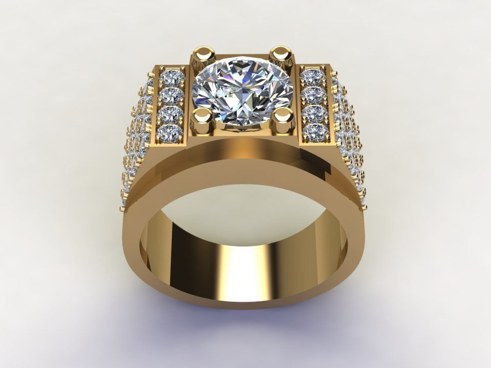 Ring21 gold ring with diamonds 3D model_1